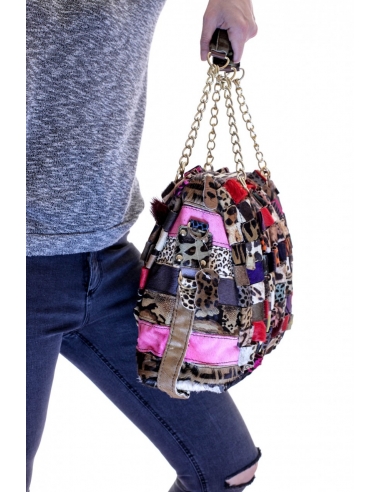 Geantă din piele multicoloră