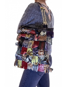 Geantă de umar din piele multicoloră 2