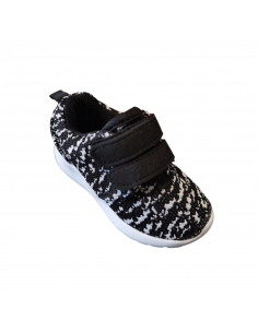 Pantofi sport pentru copii băieți, cu scai, negru-alb 2