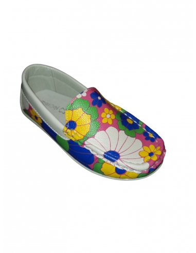 Mocasini fetițe din piele ecologică – Confortabili și veseli, cu imprimeu floral