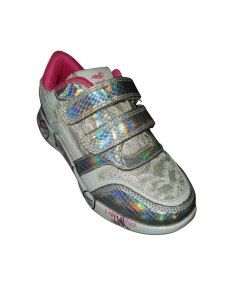 Pantofi sport fete, holografici, cu scai și talpă decorativă 2