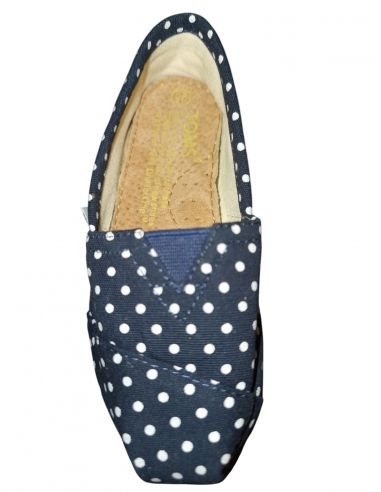 Espadrile copii TOMS, mărimi 25-35, bleumarin cu buline albe