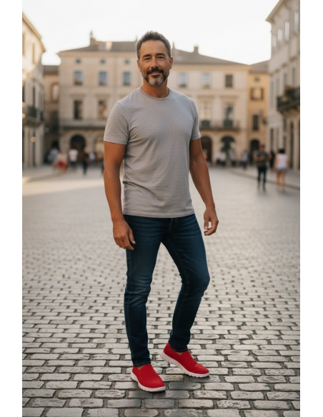 Espadrile barbati rosii elastice usoare si comode model Andrei