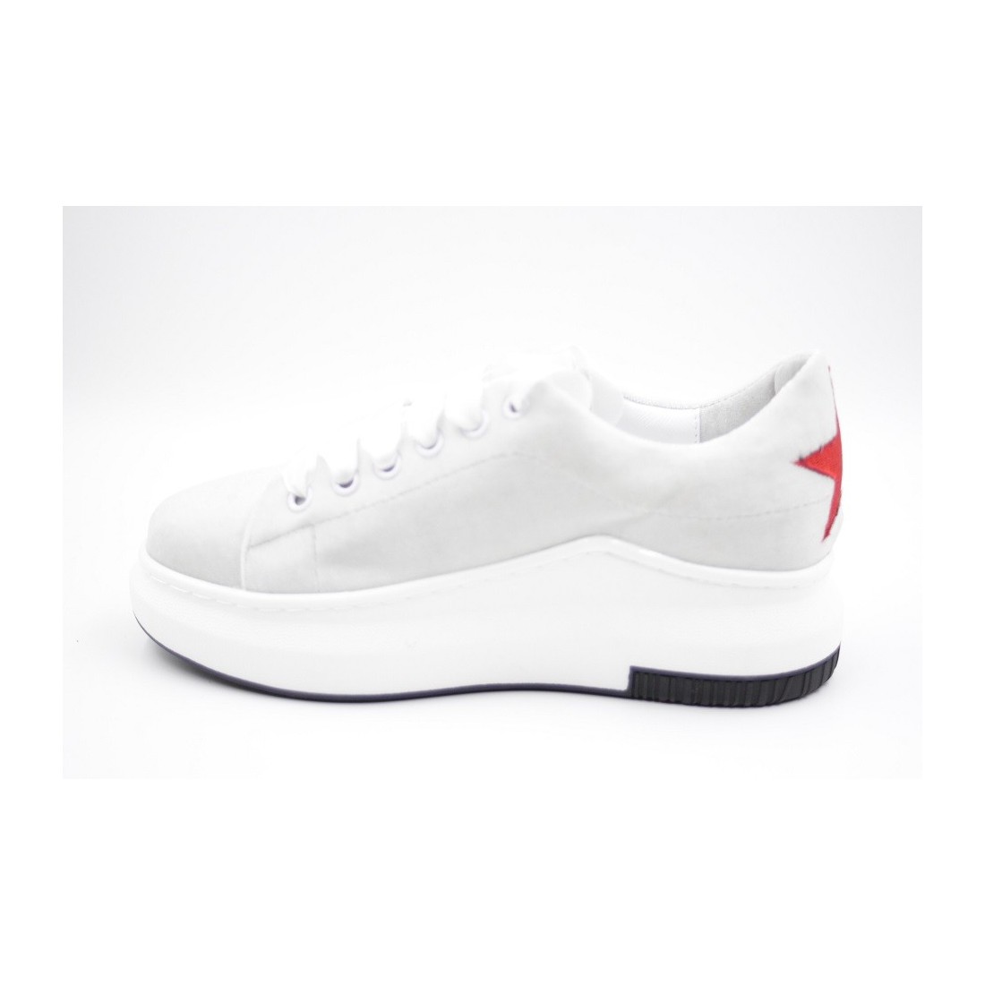 Sneakers dama catifea alb