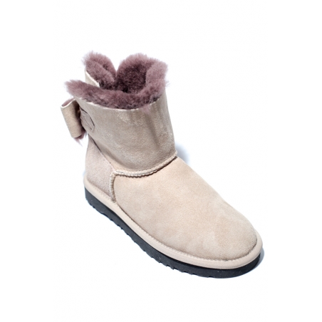 Cizme ghete piele blana naturala tip ugg bej