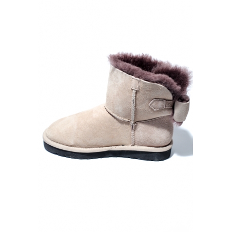 Cizme ghete piele blana naturala tip ugg bej