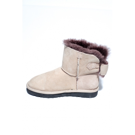 Cizme ghete piele blana naturala tip ugg bej