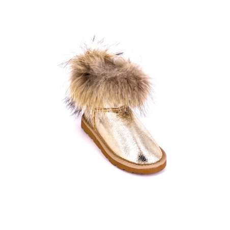 Cizme tip ugg piele naturala gold