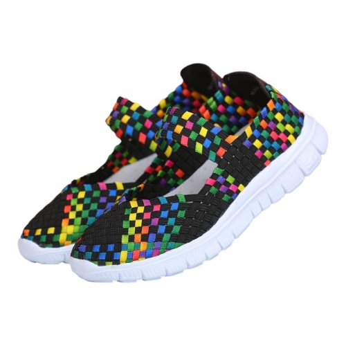 Espadrile elastice negre multicolor 2