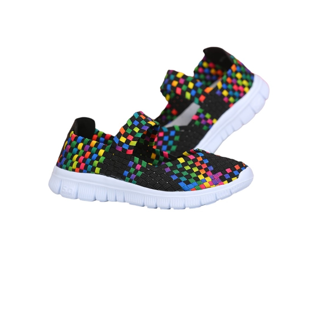 Espadrile elastice negre multicolor